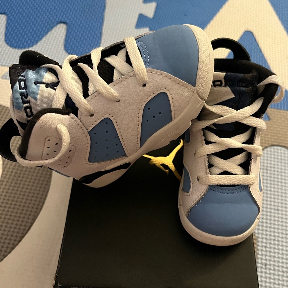 Air Jordan 6 Retro TD 'UNC Home, size 5C, blue & white